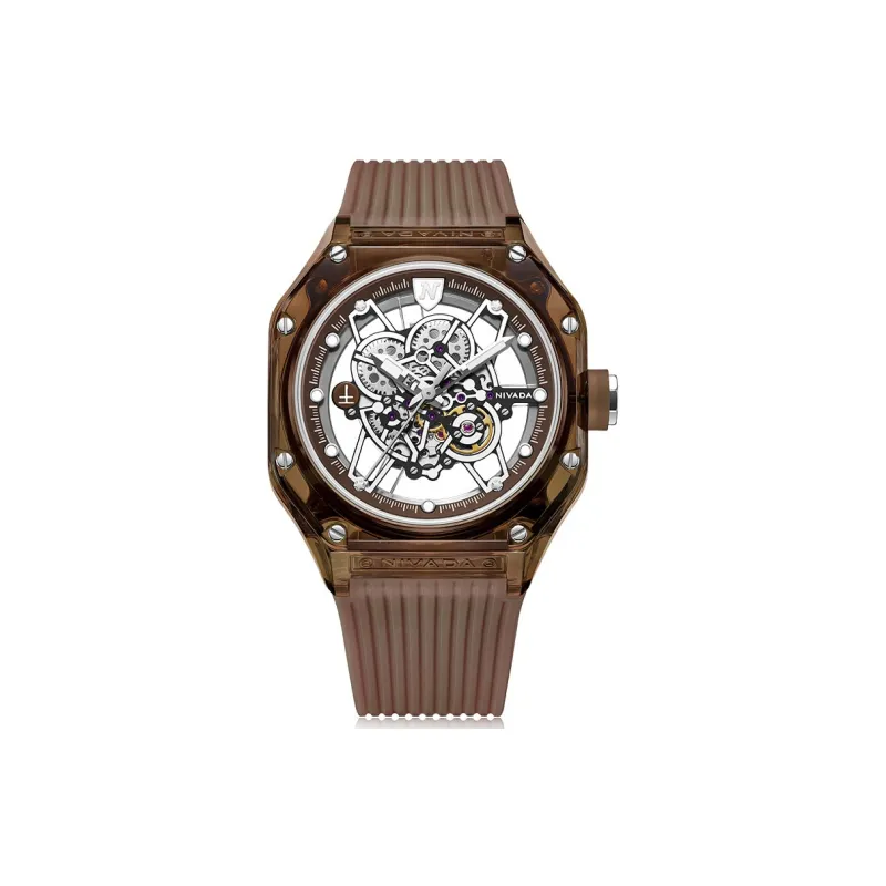 NIVADA Automatic Mechanical Movement Men's Watches Watch Cut-Out Dial Silicone Strap-9