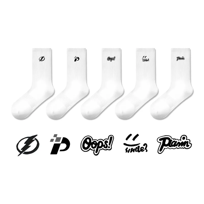 PLAN IN Mid Calf Socks Unisex 5 Pack-1