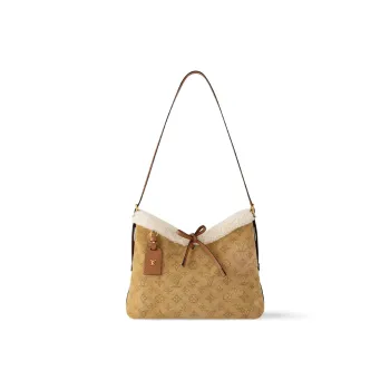 LOUIS VUITTON SKIing Collection Carryall Suede Sheepskin Handbag Shoulder Bag Small Size Women's Brown