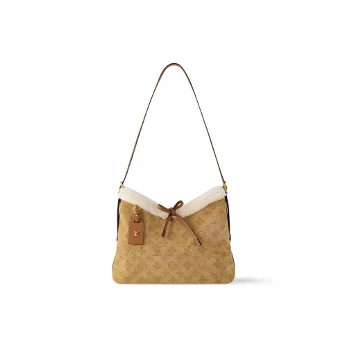 LOUIS VUITTON SKIing Collection Carryall Suede Sheepskin Handbag Shoulder Bag Small Size Women's Brown