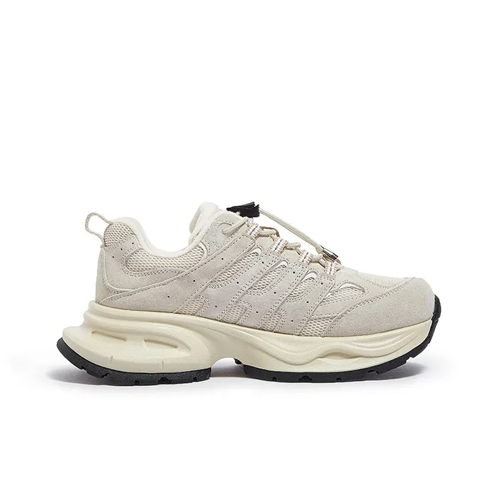 CAMEL Small Silver Fish, Thin Fleece Style Cushioning Height Increasing Thermal Low Top Chunky Sneakers Women's-1