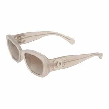 CHANEL Irregular Shape Sunglasses Unisex Gray
