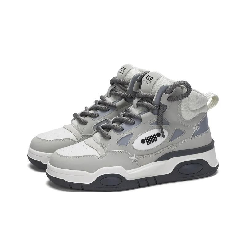 JEEP SPIRIT Coverage Slip Resistant Water Resistant Wear Resistant Height Increasing Skateboard Shoes Men's White Gray-3