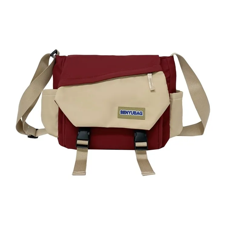 DCLOUD Composite Cloth Backpack Shoulder Bag Crossbody Bag Unisex Ecru Khaki/Green Khaki/Red Khaki/Black-8