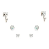Kitten Blue Paw Stud Earrings Set