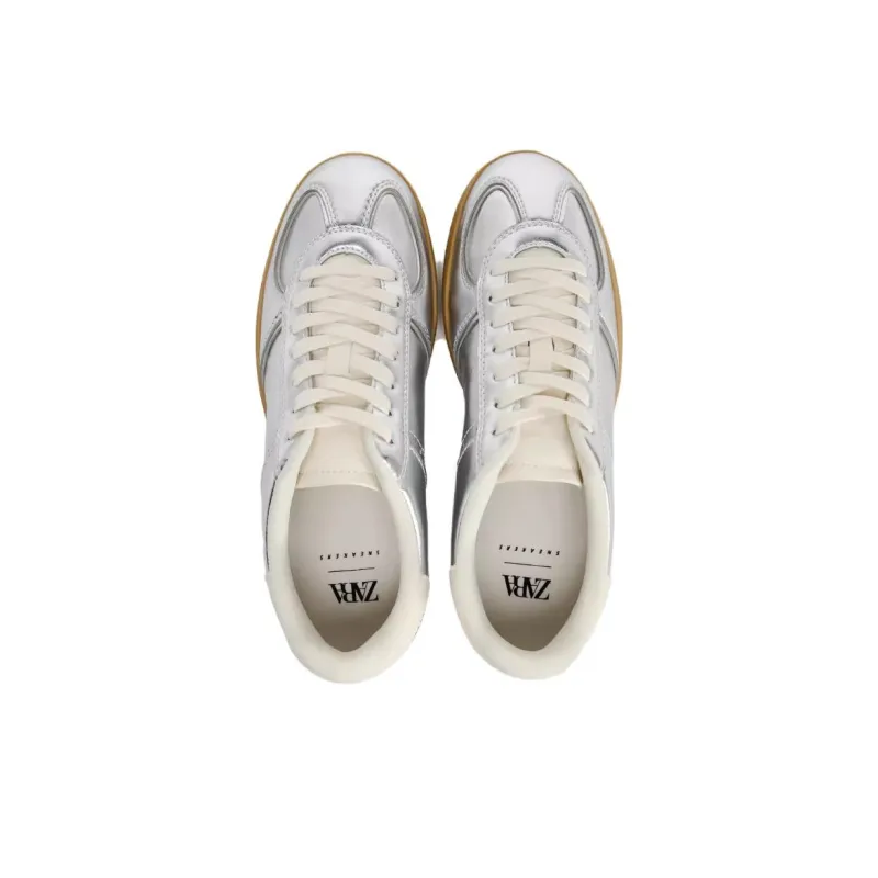 ZARA Low-Top Skateboard Shoes Women's Silver-2