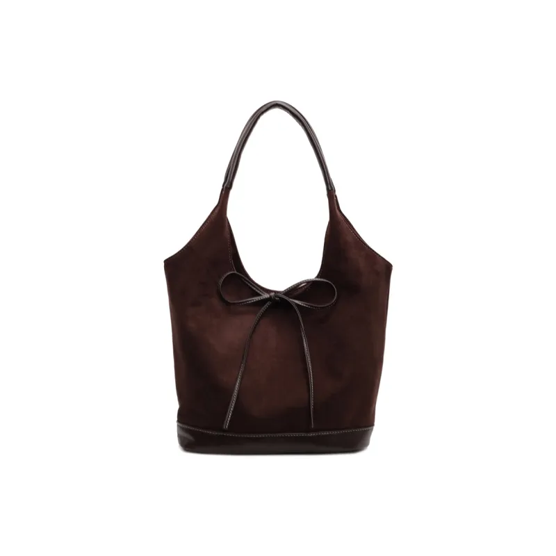 Morellybear Leather Velvet Shoulder Bag Women's Coffee/Brown/Khaki-1