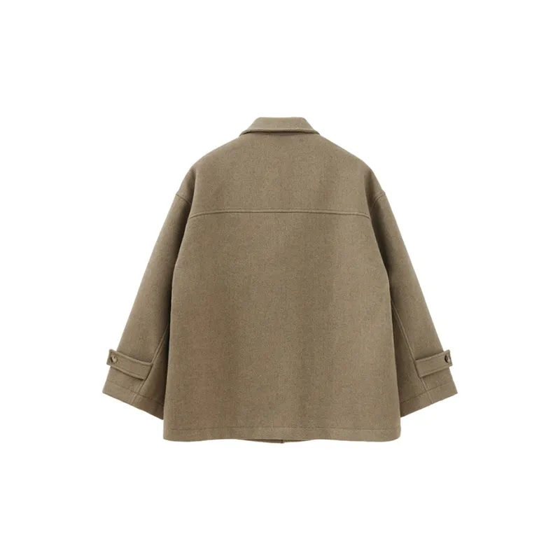 BUTTBILL Puffer Jacket Woolen Trench Coat Unisex-5