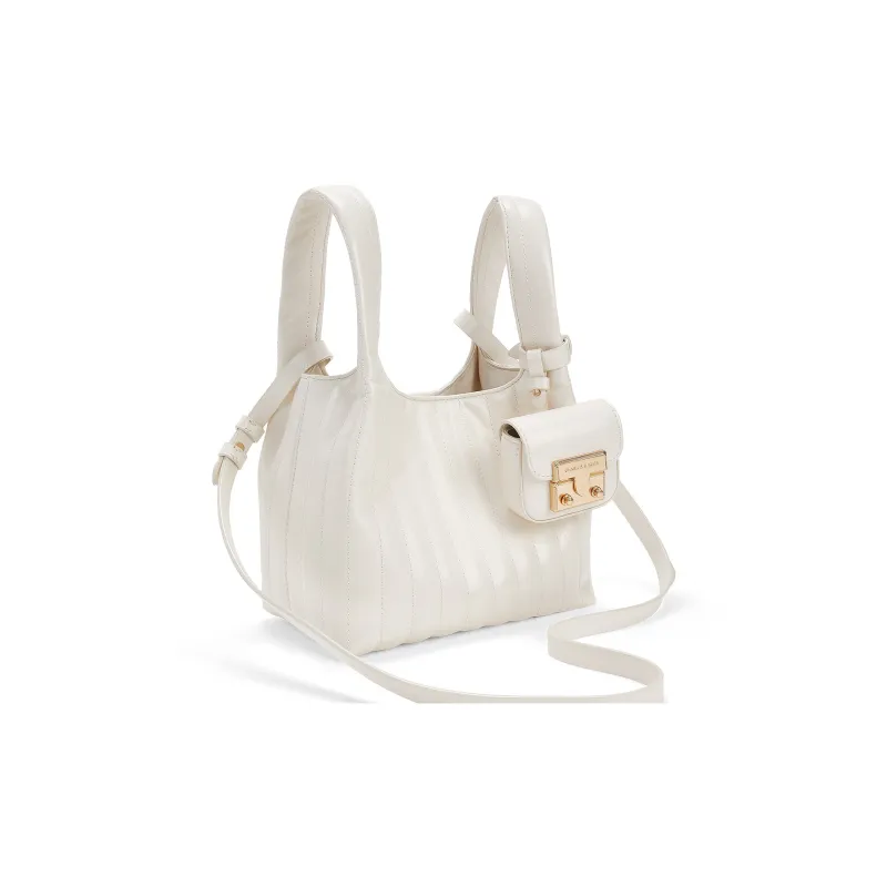 CHARLES&KEITH PU Crossbody Bag Medium Size Women's Black/Cream/Milk White-8