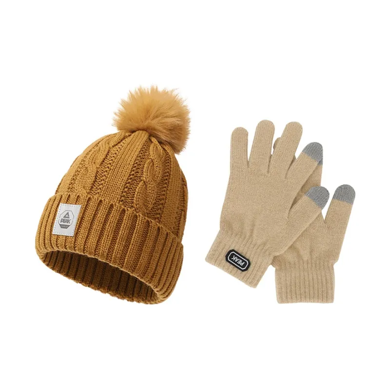 PEAK Polyester Beanie Glove Two-Piece Set Unisex-0