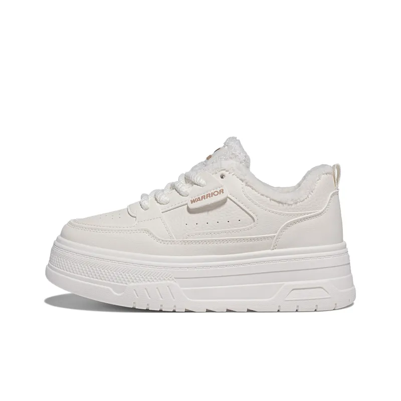Warrior White Sneakers Thermal Coverage Lightweight Low Top Skateboard Shoes Women's Beige-0