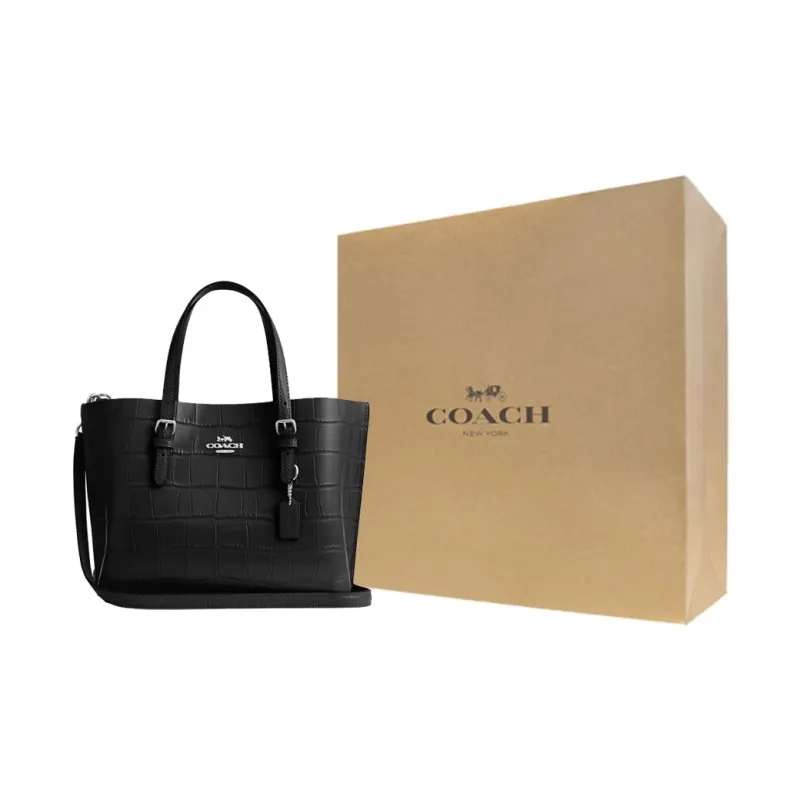 COACH Mollie Leather Tote Bag Shopping Bag Shoulder Bag Crossbody Bag Handbag Medium Size Women's Black-0