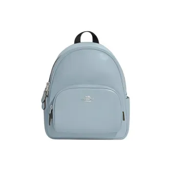 COACH Court Pebbled Leather Backpack Trumpets Women's Light Blue
