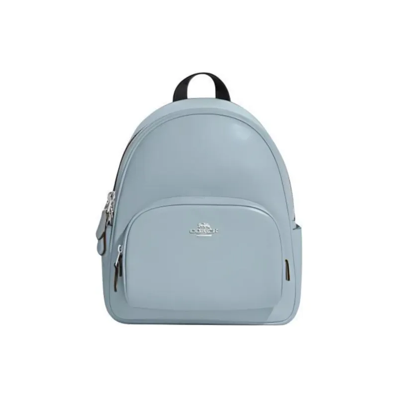 COACH Court Pebbled Leather Backpack Trumpets Women's Light Blue-0