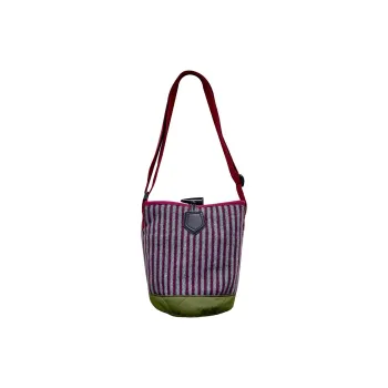 The HOUSE Yimazato Woolen Bucket Bag Vintage Shoulder Bag Crossbody Bag Unisex Burgundy Stripes