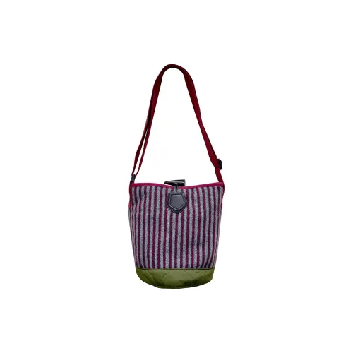 The HOUSE Yimazato Woolen Bucket Bag Vintage Shoulder Bag Crossbody Bag Unisex Burgundy Stripes