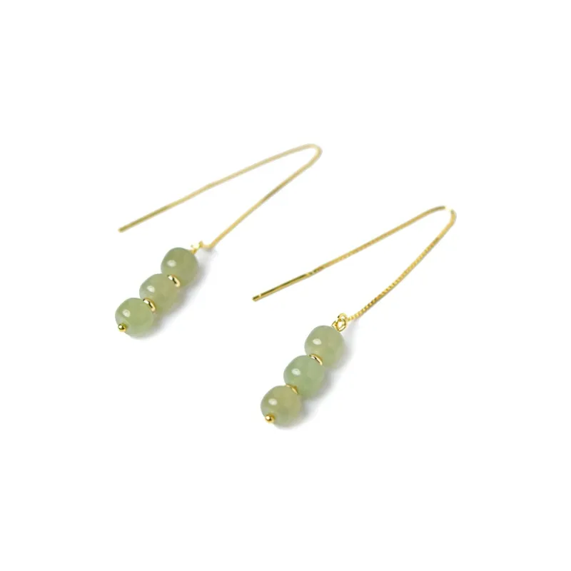 Tokai Family Earrings Pale Greenish White Jade Unisex-5