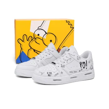 The Simpsons Skateboard Shoes Unisex Low Top Mismatched/White Red/White Black/White