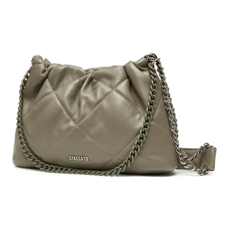 Staccato Sheepskin Crossbody Bag Medium Size Women's Modern Black/Elegant Gray-6
