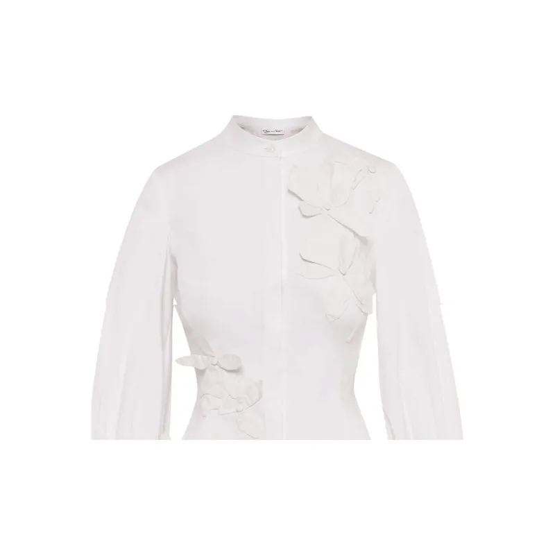 Oscar De La Renta Orchid Cotton Twill Blouse-6