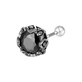Crown Round Zircon Stud Earrings[Black 1]