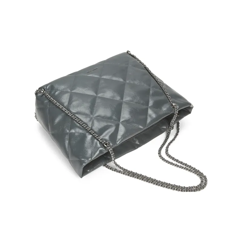 CHARLES&KEITH PU Shoulder Bag Extra Large Women's Black/Grey/Cream/Milk White-12