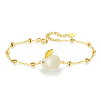 GOLDFISH ALLEY Hetian Jade Bracelets Pale Greenish White Jade Women's