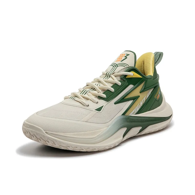 361° LIGHT UP PRM Enjoy The Shade Cushioning Anti-Slip And Wear-Resistant Low-Top Basketball Shoes Men's Beige Green-1