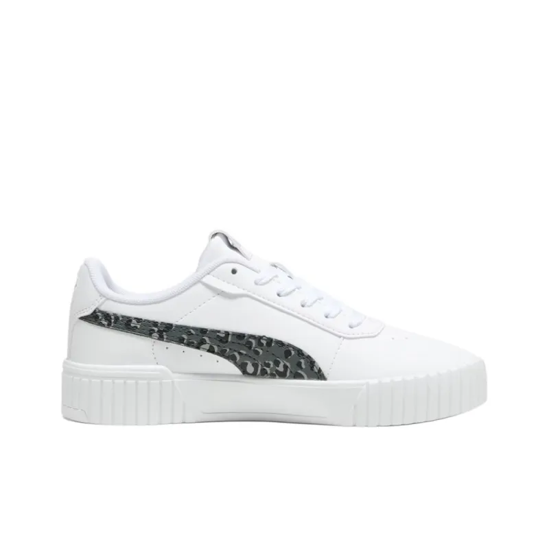 PUMA Carina 2.0 Animal Update Anti-Slip Wear-Resistant Low-Top Kids' Skateboarding Shoes White Black Teenagers-1