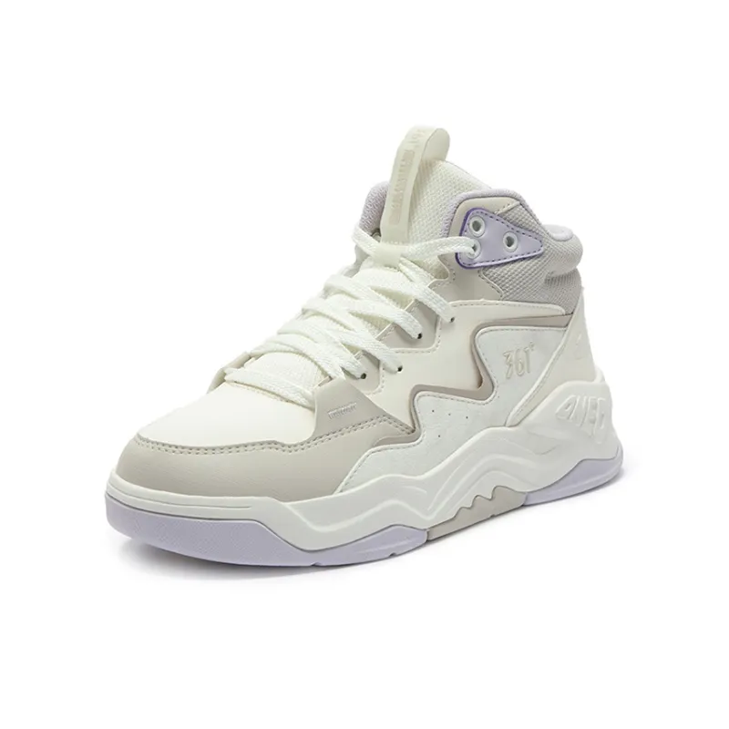 361° Coverage Thermal Slip Resistant High Top Skateboard Shoes Women's White Purple-1