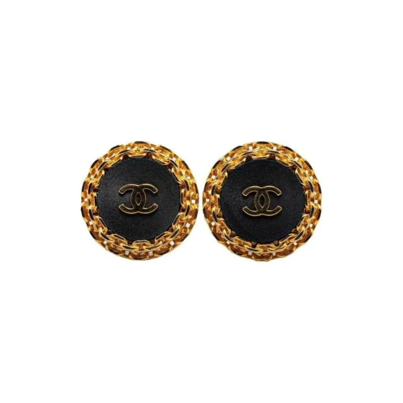 CHANEL 1990 2000s Button Clip on Earrings-0