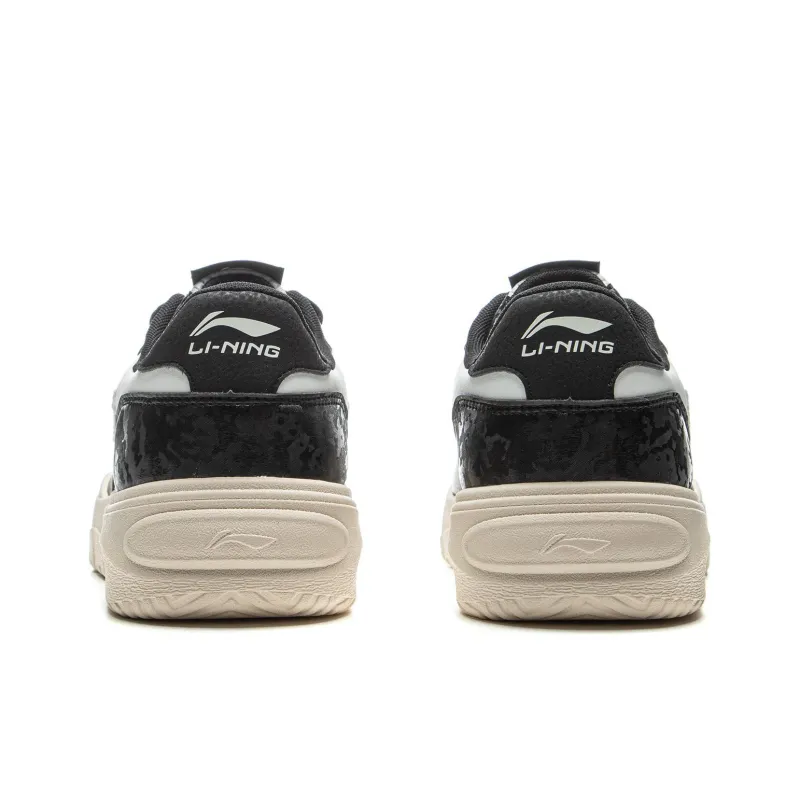 LiNing Slip Resistant And Breathable Low Top Skateboard Shoes Men's Black White-5
