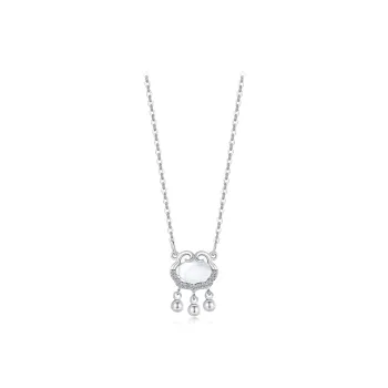 WANLIACC Alloy Auspicious Clouds Peace Lock Necklace Women's
