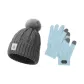 Gray Hats & Caps+Blue Gloves