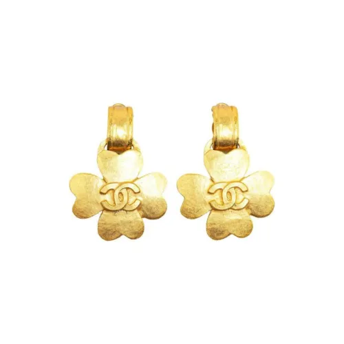 CHANEL 1995 Cc Clover motif Clip on Earrings