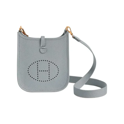 HERMES Evelyne Clemence Cow Leather Evelyn Shoulder Bag, Crossbody Bag Mini Women's Glacier Blue