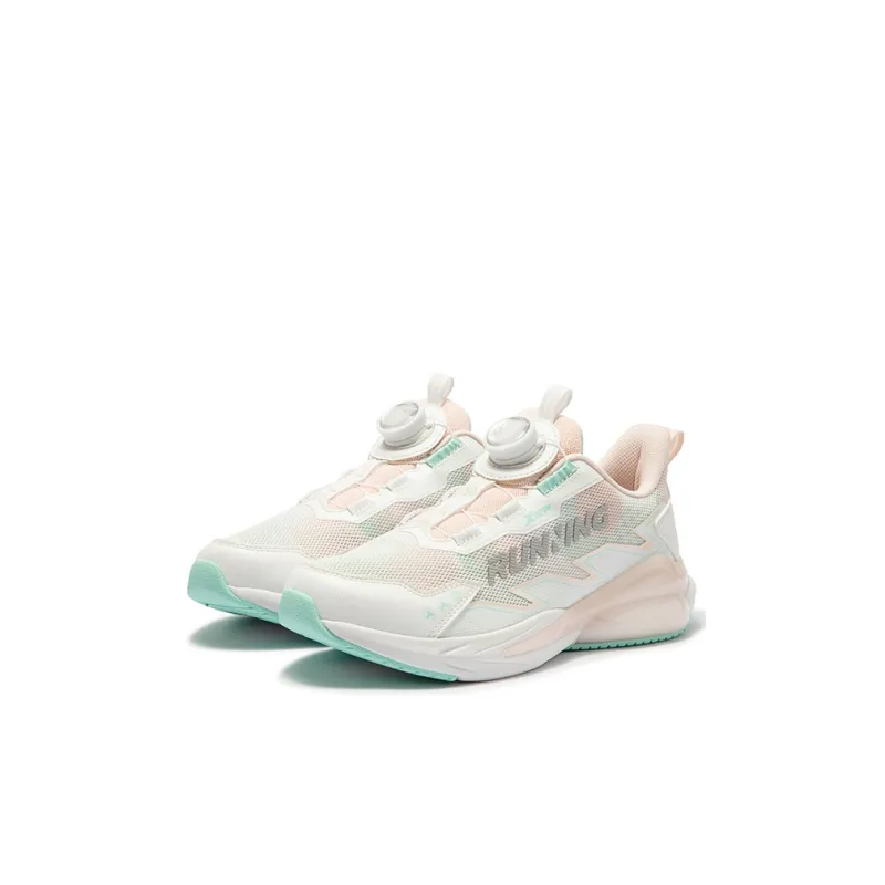 XTEP Anti Slip Wear Resistant Low Top Kids' Running Shoes White Pastel Pink Unisex-1