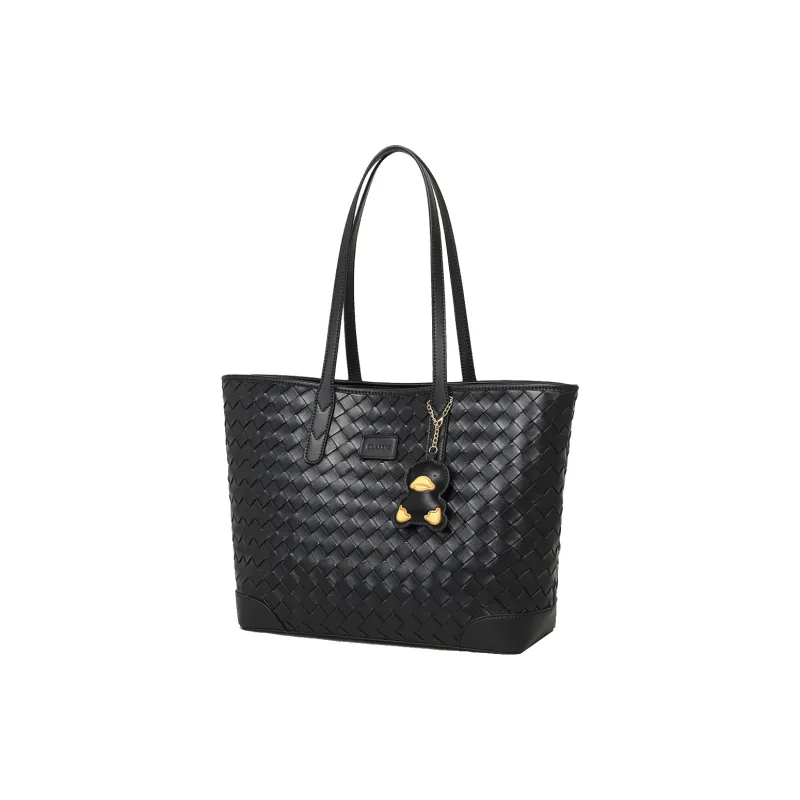 PT'SON Cow Leather Portable Underarm Shoulder Bag, Tote Bag, Shopping Bag Regular Women's Black-2