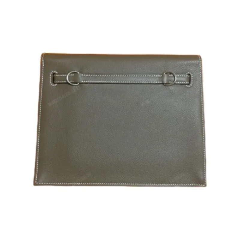 HERMES Kelly Danse Evercolor Leather One Shoulder Crossbody Clutches Women's 8C Gris Elephant Elephant Gray-1