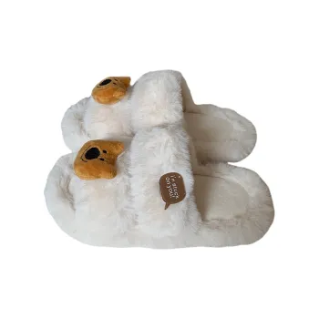 Thin Strips Cotton Slippers Women's, White