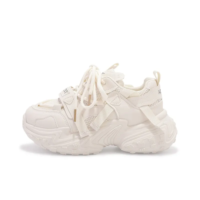 SNXR Anti-Slip Wear-Resistant Waterproof And Breathable Low-Top Chunky Sneakers Women's Beige-105