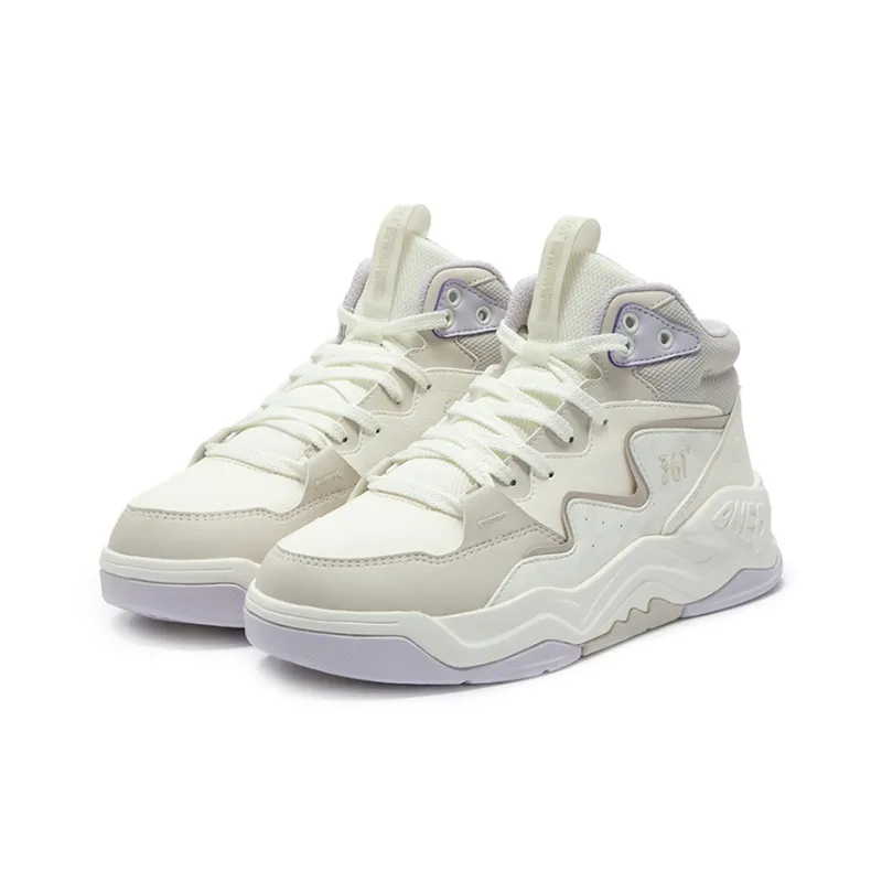 361° Coverage Thermal Slip Resistant High Top Skateboard Shoes Women's White Purple-2