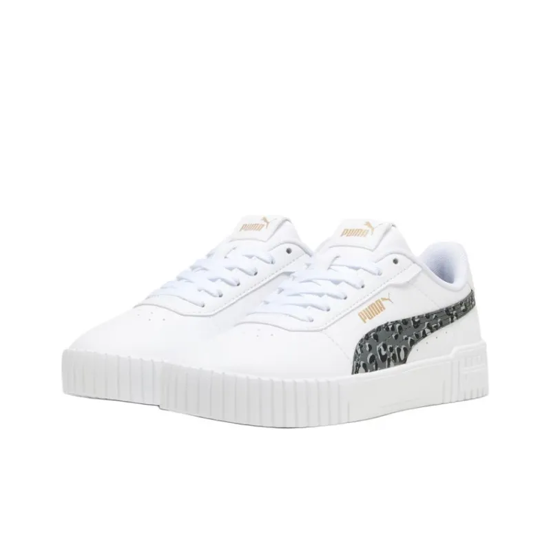 PUMA Carina 2.0 Animal Update Anti-Slip Wear-Resistant Low-Top Kids' Skateboarding Shoes White Black Teenagers-2
