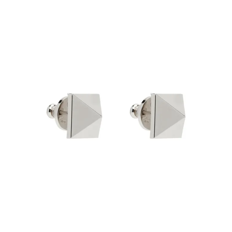 Valentino Brass Stud Earrings Men's Silver-1