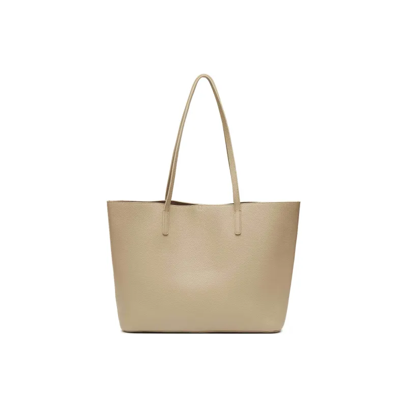 Staccato Cow Leather Tote Bag, Shoulder Bag Tubas Women's Vintage Black/Elegant Apricot-7