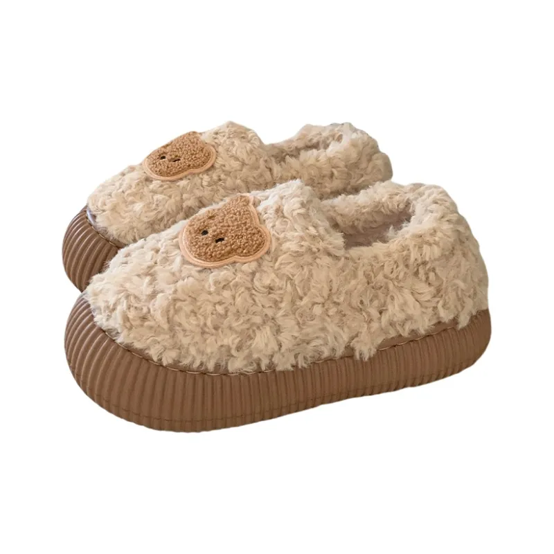 Thin Strips Cotton Slippers Women's, Brown-12