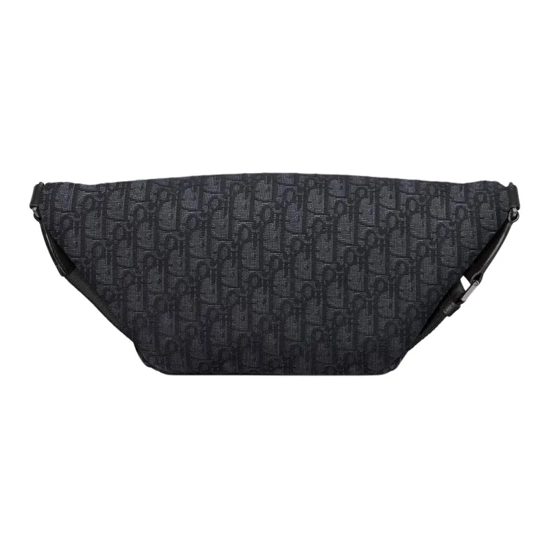 DIOR Embroidered Cotton With Calfskin Fanny Pack Regular Men's Black-2