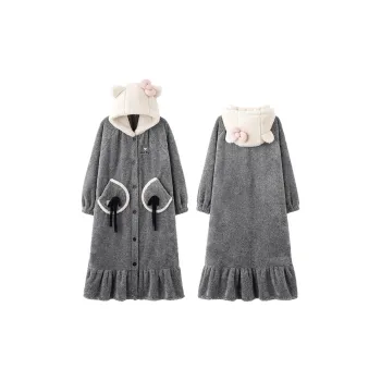 MIOJUER Bath Robes Women's Gray