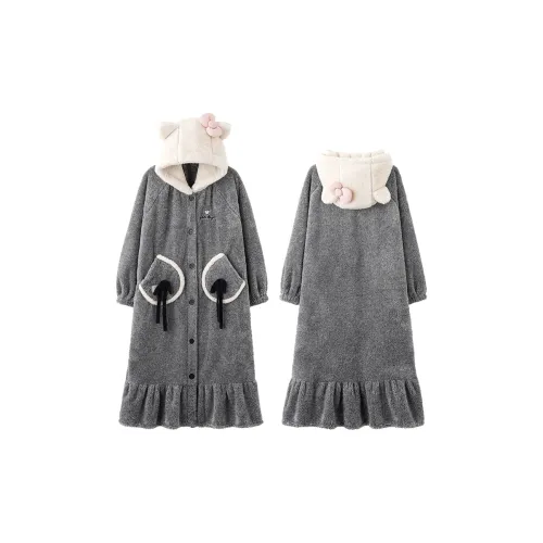 MIOJUER Bath Robes Women's Gray