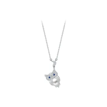 BABYBEI 925 Sterling Silver With 18K White Gold Plating Shell Pearl Synthetic Cubic Zirconia Necklaces Women's